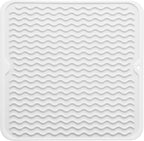 Silicone Dish Drying Mat for Multiple Usage,Easy clean,Eco-friendly,Heat-resistant Silicone Mat for Kitchen Counter or Sink,Refrigerator or Drawer liner White M 12 inches x 12 inches
