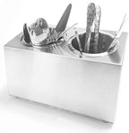 Flatware Organizers Stainless Steel Cylinder Flatware Silverware Utensil Holder Organizer Caddy (2 holes)