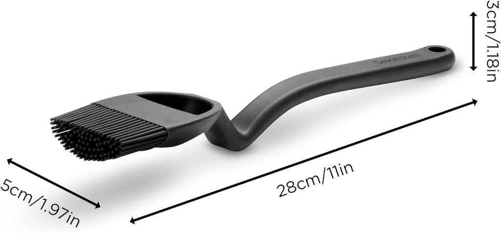 Dreamfarm Brizzle 3-In-1 Flexible Silicone Sit-Up Basting, Drizzle, Scooping Brush with In-Built Sauce Resevoir - Black