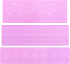 Silicone Molds for Cake Decorating - Embossing Lace Fondant Molds, Cake Flowers Lace Mats Set of 3