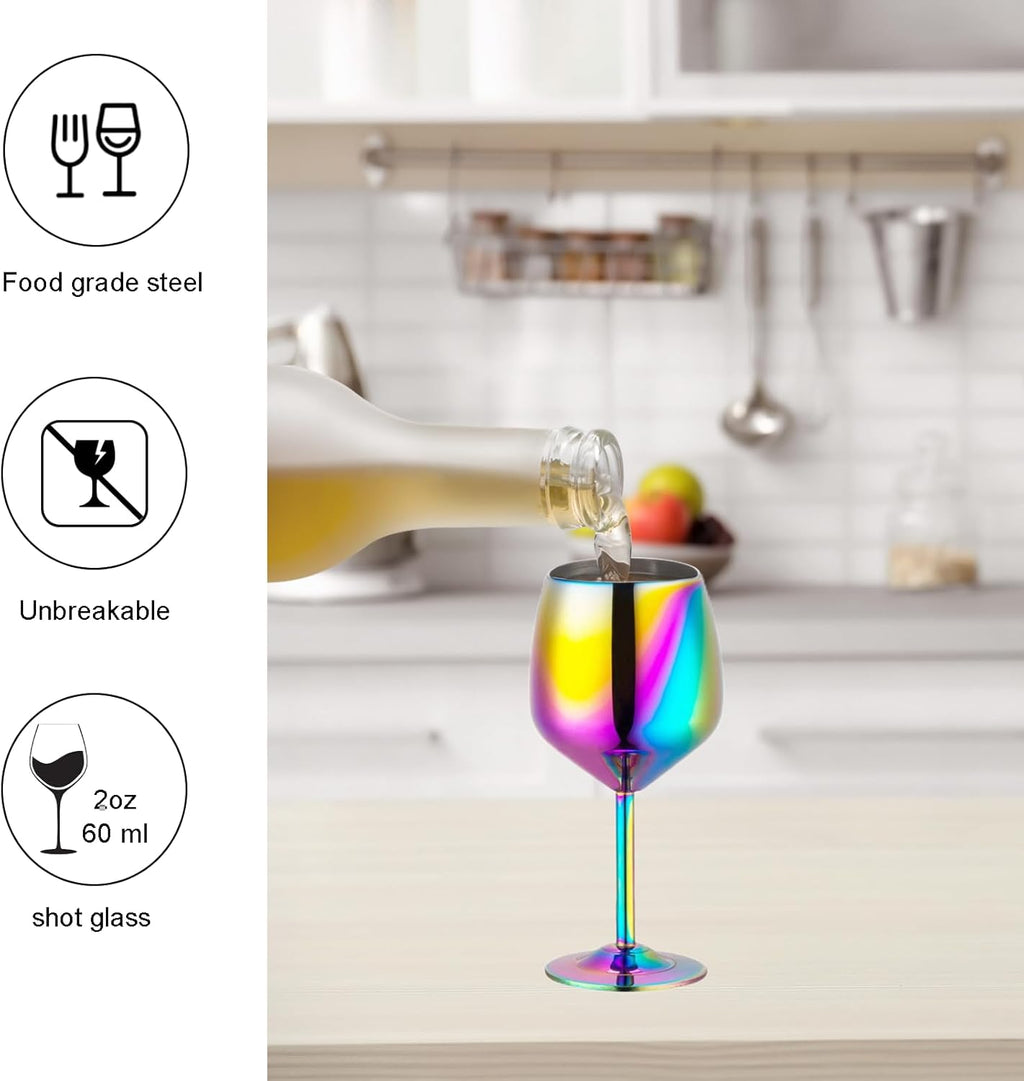 Shot Glasses, 2 Oz Shot Glass Set, Stainless Steel Shot Glasses, Mini Wine Glass Perfect For Tasting Brandy,Suitable For Family Dinner Party, Party Supplies, Bar Tools, Gifts(Set Of 2)