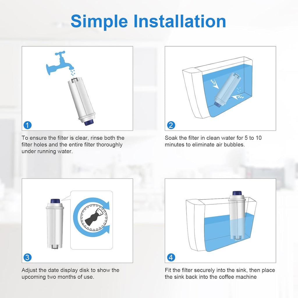 Water Filter Cartridge Replacement for Espresso Coffee Machines - Compatible with ECAM, ETAM, ESAM, Dinamica, Eletta Series - Improves Taste & Protects Your Machine, 4-Pack for Home Use