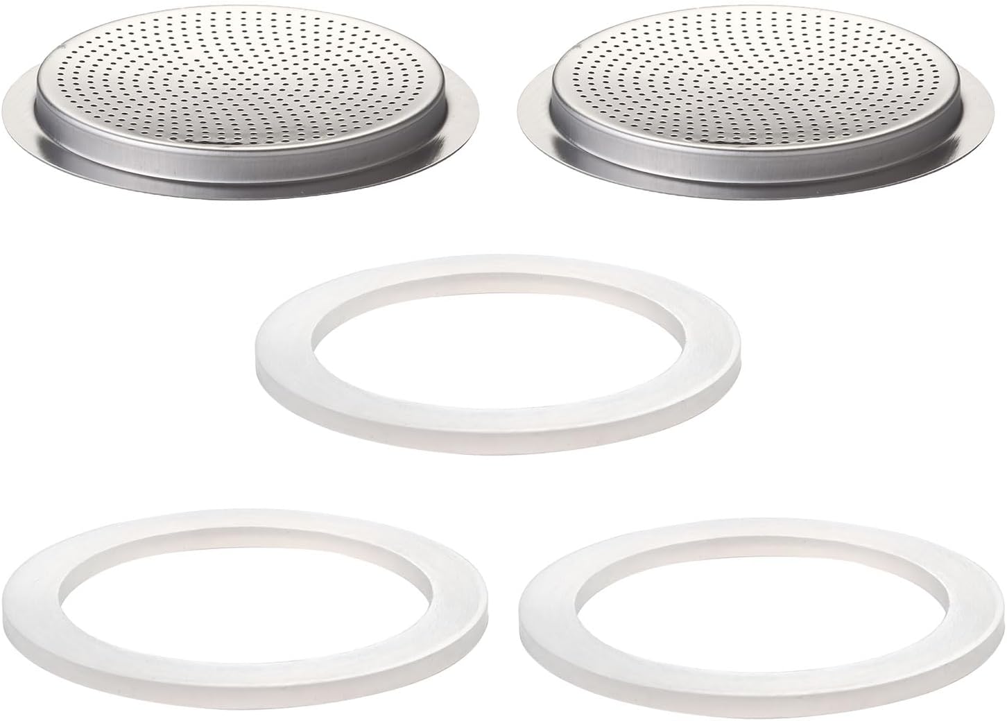 2 Pcs Filter with 3 Pcs Silicone Gasket Seals for 9 Cup 12 Cup Stovetop Espresso Coffee Maker Replacement Parts for Big Tummy and Straight Stainless Steel Moka Pot