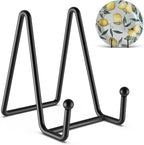 HONGYUTAI 3 Pack 4.5 Inch Plate Stands for Display Picture Stand - 4.5 Inch Vinyl Table Top Display, Metal Frame Holders Decorative Plate for Book , Picture, Photo and Platter, Tabletop Art, Black