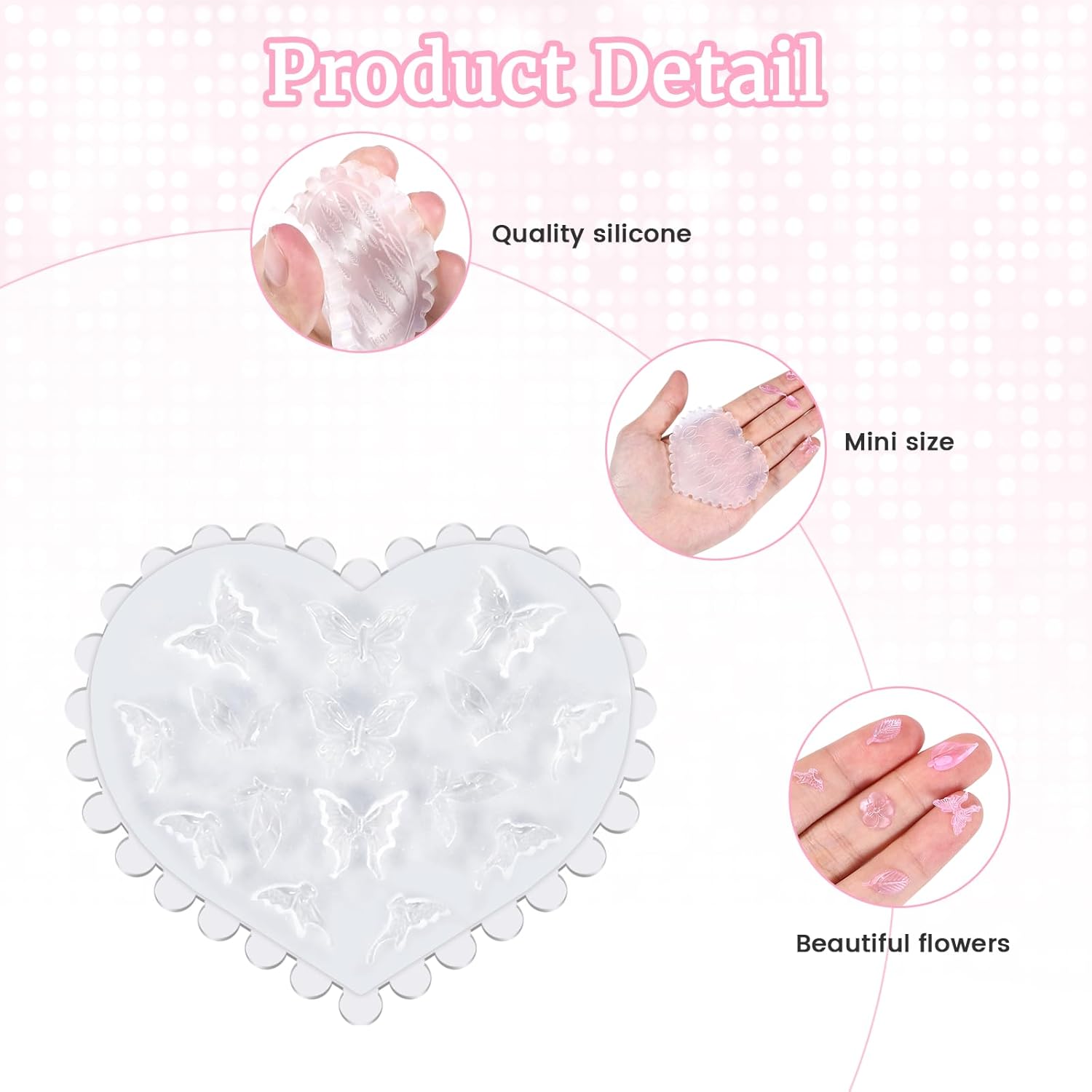 6 Pcs Polymer Clay Molds, Polymer Clay Cutters Molds for Crafts Air Dry Earrings Tools, Jewelry Mini Silicone Resin Flower Molds, Epoxy Polymer Clay Earring Cutters Shapes Making Kit Extruder