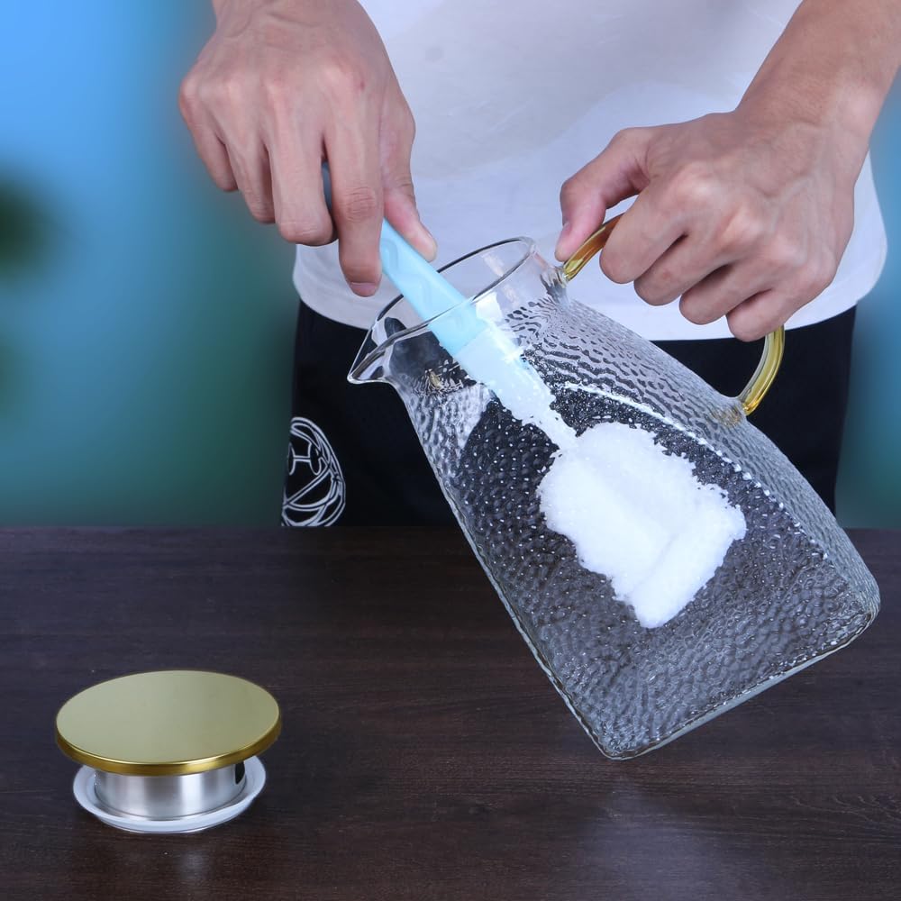 2PCS Glass Pitcher for Fridge, Goteble 1800ML / 60Oz Water Pitcher with Lid, Cold Beverage Jug Suit for Fridge Side Door