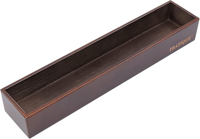 Bamboo Drawer Organizer,Kitchen Utensil Organizer Silverware Tray,Cutlery Holder, Wood Storage Box for Flatware, Makeup, Bathroom, Office Desk,15 * 3 * 2,Nut-brown