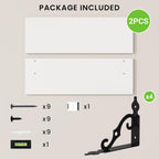 RICHFOCUS Floating Shelves for Wall Decor, 24Inch Rustic Shelves Set of 2, 24W x 8D Floating Shelves Wall Mounted with Metal Brackets, Wood Shelves for Living Room Bedroom Kitchen, White