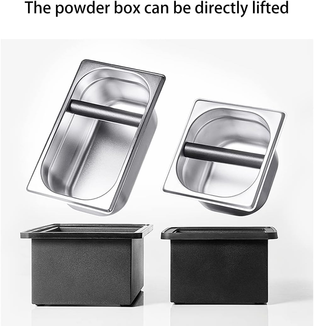 Coffee Knock Box, Stainless Steel Dump Bin Espresso Knock Box for Coffee Grounds with Removable Non-Slip Base Shock-Absorbent for Knocking Portafilter Filter Grinds (S)