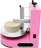 Automatic Cake Decorating Machine, Electronic Cream Coating Spreading Smooth Machine with Graduated Scraper 30-200RPM Rotating Speed,Cake Bread Spreader Machine for 4-12inch Cakes,Pink