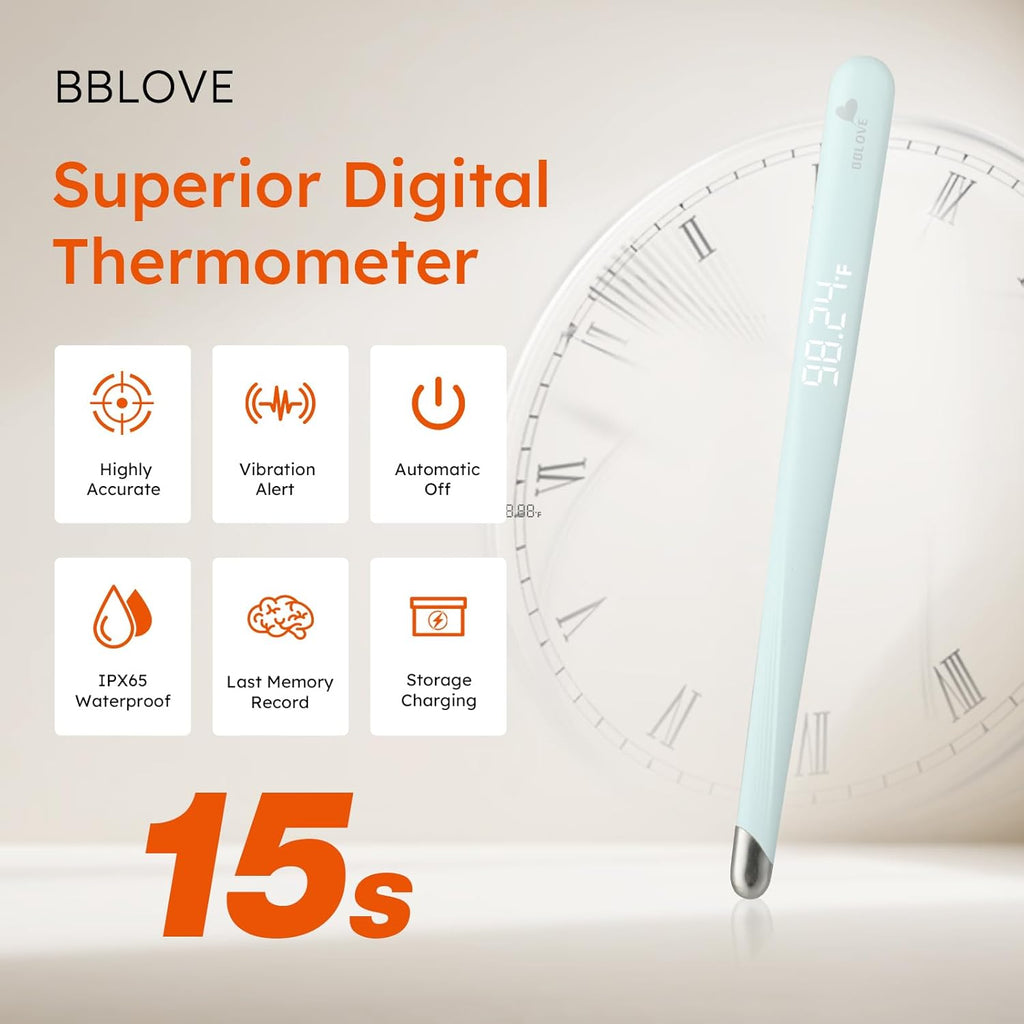 Thermometer for Adults and Kids, Medical-Grade Accurate Fast Reading Oral and Underarm Temperatures, Rechargeable Digital Thermometers with LED Display