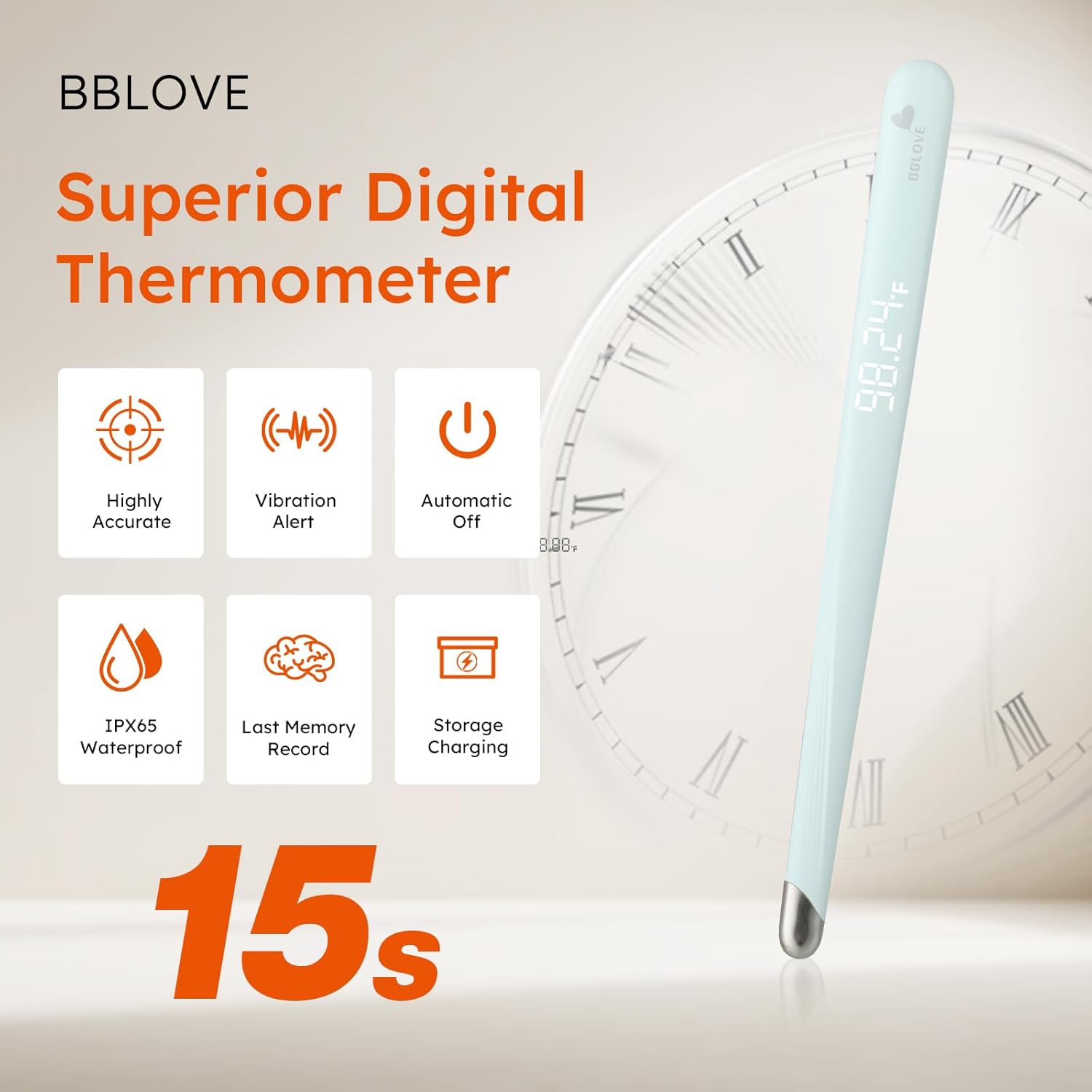 Thermometer for Adults and Kids, Medical-Grade Accurate Fast Reading Oral and Underarm Temperatures, Rechargeable Digital Thermometers with LED Display