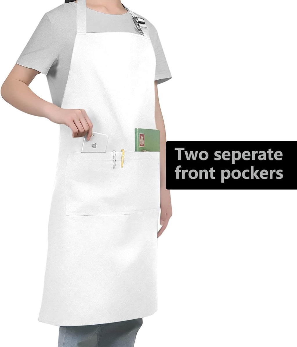 Cotton Blend Waterproof Apron With 2 Pockets for Women Men - Cooking Kitchen Chef Arpon BBQ Work Painting - (1 Pack)
