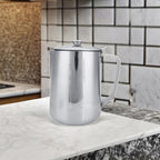 Stainless Steel Coffee Steaming Pitcher - Milk Frothing Cup with Lid for Espresso Machine - Latte Coffee Art (600mL)