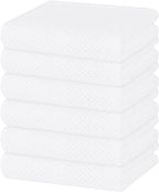 Homaxy 100% Cotton Waffle Weave Kitchen Dish Towels, Ultra Soft Absorbent Quick Drying Cleaning Towel, 13 x 28 Inches, 6-Pack, White