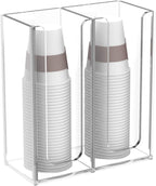 Richboom Acrylic Coffee Cup and Lid Storage Organizer Holder, 2 Compartments, Clear