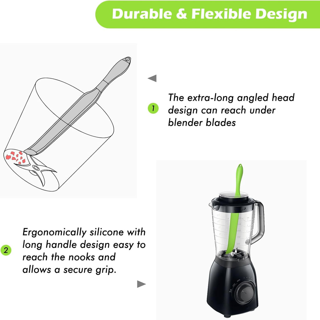 Demao Silicone Blender Spatula & Scraper for Vitamix - Under-Blade & Jar Accessory with Long Handle, Nonstick Surface and Hanging Holes (Green)