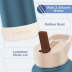 IRON °FLASK Camping & Hiking Hydration Flask with Straw Lid & Boot - Stainless Steel, Double Walled & Vacuum Insulated Water Bottle - Leak Proof & BPA Free (Cream & Berries, Straw - 22 oz)