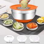 Mixing Bowls with Airtight Lids, 20PCS Stainless Steel Mixing Bowls Set, Nesting Bowls with 3 Grater Attachments & Non-Slip Bottoms, Size7, 4, 3, 2, 1.5, 1QT Bowls for Baking&Prepping