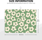 Floral Kitchen Dish Drying Mat for Dishes 18x24 Inch Vintage Groovy Flowers Drying Mat White Daisy Dish Drainer Mat Super Absorbent Dish Rack Pad for Coffee Bar Sinks(Green)