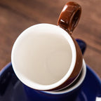 2.5oz Espresso Cups with Saucers Set, Colorful Coffee Cups Set, Ceramics Tea Cup with Handle, Coffee Mugs Set of 6, Assorted Colors