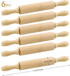 BILLIOTEAM 6 Pack 8 Inch Mini Wood Rolling Pin,Great for Children Kids Girls and Boys,Small Wooden Rollers for Art and Crafting,Baking,Cookie Dough,Cooking,Clay,Play Doh