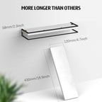 Meangood Floating Shelves Wall Mounted Set of 2, Wall Shelf with Towel Bar Rustic Wood Wall Storage Shelves for Bedroom,Living Room,Bathroom, Kitchen White