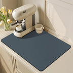 Golener Coffee Maker Mat - Cafe Bar Decor for Coffee Station, Dish Drying Mat, Drip Tray for Dish Rack, Absorbent Mat for Countertops, Non-slip Material Keeps Dish in Place, 23”x15”, Marble Navy