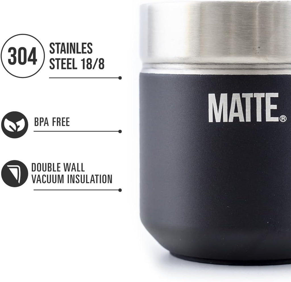 Matte 6.5 oz Yerba Mate Gourd and Bombilla Set - Includes DS Pro Box - BPA Free Yerba Mate Set Kit with Mate Straw, Elegant Design, Non-Slip Base (Black)