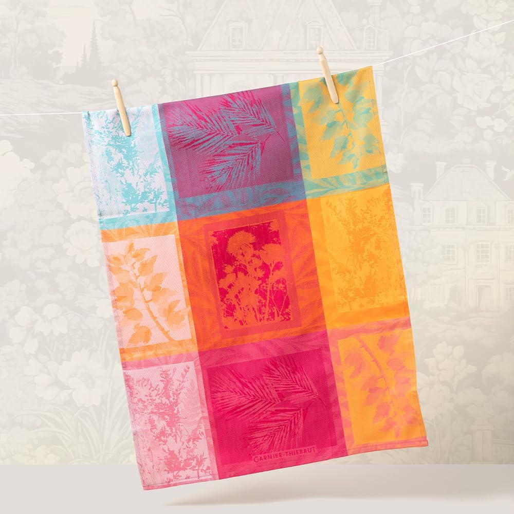 Garnier Thiebaut Mille Vegetaux Arc En Ciel (A Thousand Rainbow Plants) French Kitchen Towel 22"x30", Cotton, Jacquard