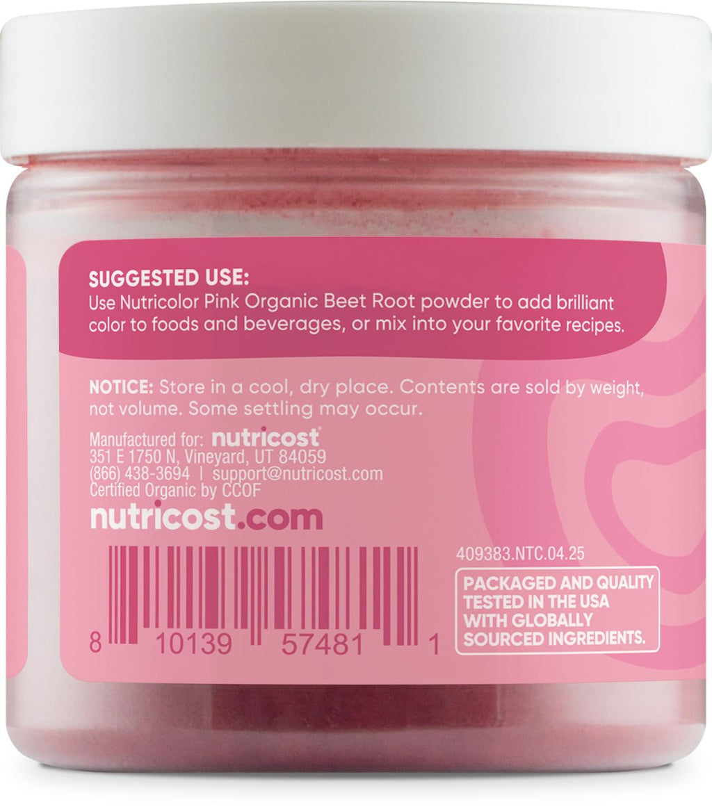 Nutricost Pink Plant Based Food Coloring From Organic Beet Root Powder (60 Servings) - Nutricolor Color Alternative For Food & Beverages