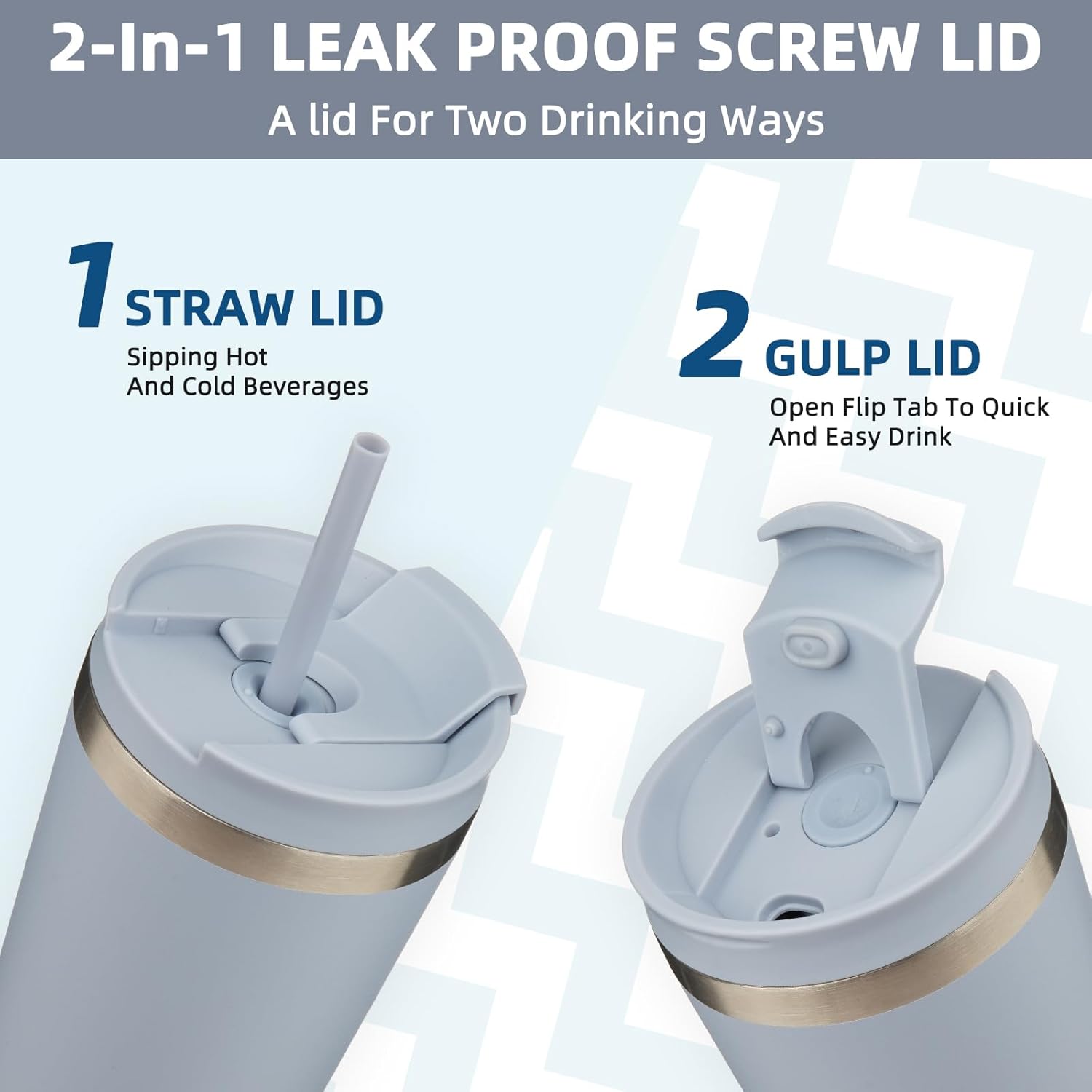 BJPKPK 22oz Stainless Steel Insulated Tumbler With lid And Straw Travel Coffee Thermal Tumblers Cup For Women And Men,Modern Blue