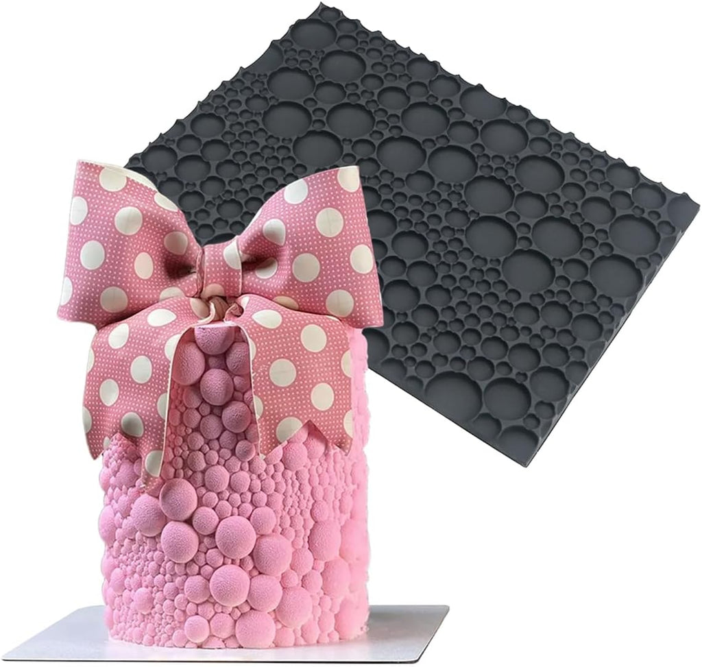 mostsom Silicone Lace Cake Mold for Fondant & Chocolate,Embossing Round Bubble Decorating - Reusable Baking Tools for Cupcakes, Cookies, Cake Decorations (F_ Round Bubble)