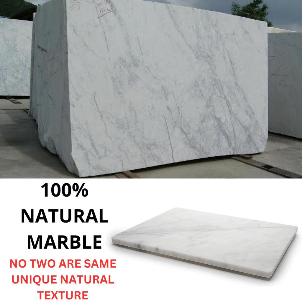 KC KULLICRAFT 8×12 White Marble Cheese & Charcuterie Serving Board – Natural Marble Cutting Board & Pastry Slab with Non‑Slip Feet – Premium Stone Kitchen Tray Gift.
