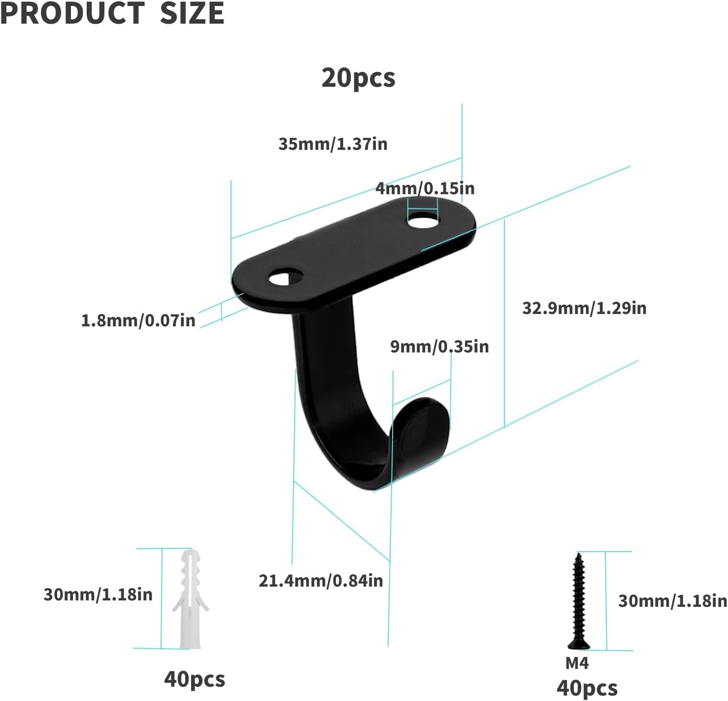 Ceiling Hooks, 20 Pcs Screw Mounted Ceiling Hooks for Hanging Plants, Under Cabinet Cup Hooks, Under-Shelf Towel/Robe Hook Clothes Hook Heavy Duty for Bathroom Kitchen Cabinet