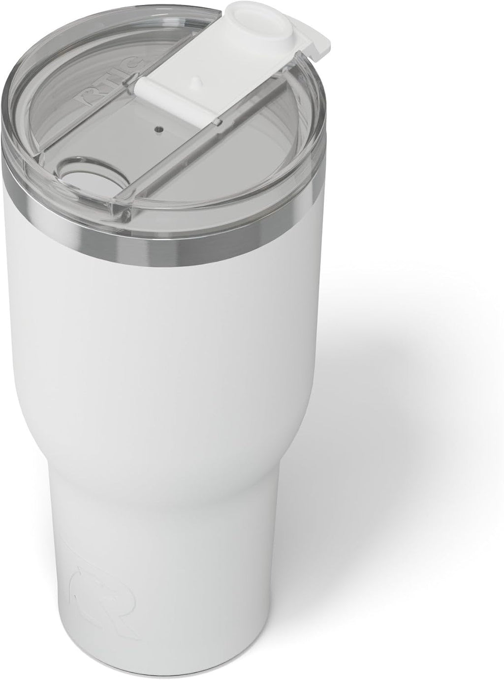 RTIC 40oz Essential Tumbler with Lid, Insulated, Stainless Steel, Metal, Double Wall Vacuum-Insulation, Ceramic Lined, Travel Cup for Iced Coffee, Tea, Hot and Cold Drink, White