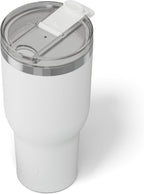 RTIC 40oz Essential Tumbler with Lid, Insulated, Stainless Steel, Metal, Double Wall Vacuum-Insulation, Ceramic Lined, Travel Cup for Iced Coffee, Tea, Hot and Cold Drink, White