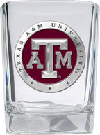 Heritage Pewter Texas A&M Square Shot Glass | Hand-Sculpted 1.5 Ounce Shot Glass | Intricately Crafted Metal Pewter Alma Mater Inlay