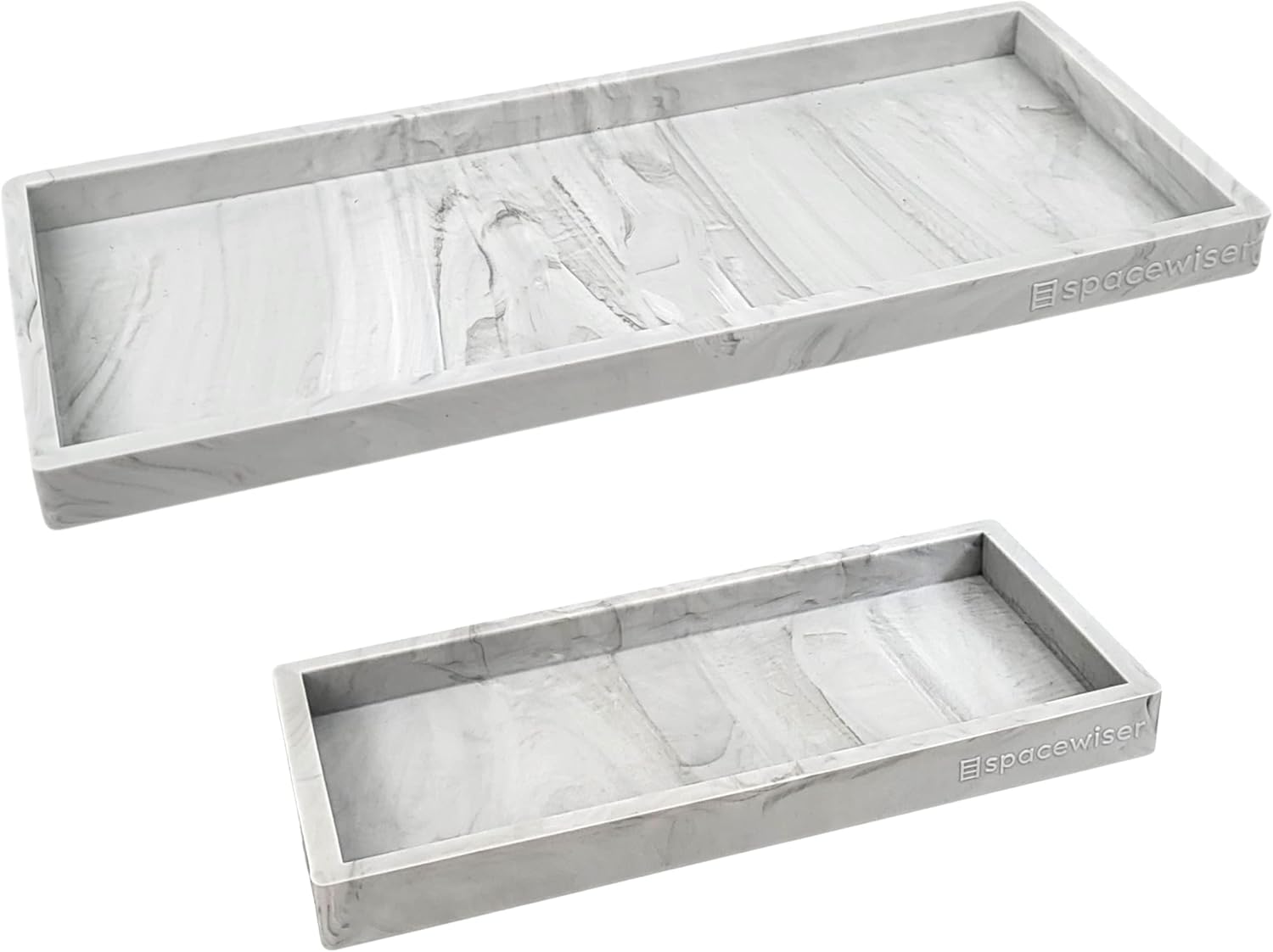 Countertop and Vanity Tray - 2 PC (11” and 7”) Shatterproof Silicone Kitchen and Bathroom Trays for Counter, Kitchen Soap Dispenser Tray, Vanity Trays for Bathroom, Perfume Key Tray