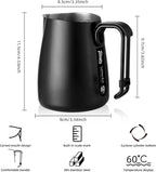 Bincoo Milk Frothing Pitcher,Espresso Milk Frothing Pitcher Stainless Steel 20oz/600ML Coffee Milk Frother Cup with Measurement Lines,Ergonomic Handle for Latte Art & Cappuccino