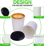 Smygoods White Disposable Paper Coffee Cups with Lids (10 OZ, 25 Count) For Hot Beverages, Tea, Espresso, Cocoa - To Go Drink Containers, Café & Office