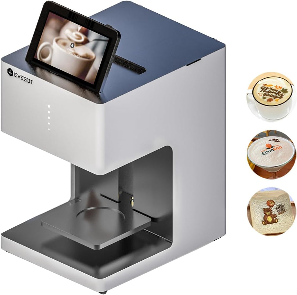 Color Coffee Latte Art Machine EB-FC1 Customized Multi-Color Photo Selfie Printing with Camera Afternoon Tea Cake Desserts DIY Personalized Decoration to Family Friends - White
