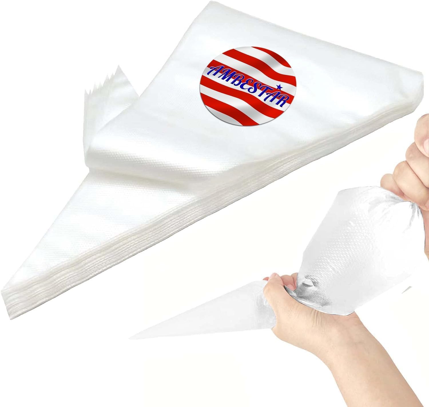 20 Inch icing bags Disposable, Large Pastry Bags Disposable Cake Decorating Bag 100 Count, Thick Plastic Non-Slip Anti-Burst Cake Bags for Frosting Decorating Cake Cupcake Cookie, Easy to Squeeze