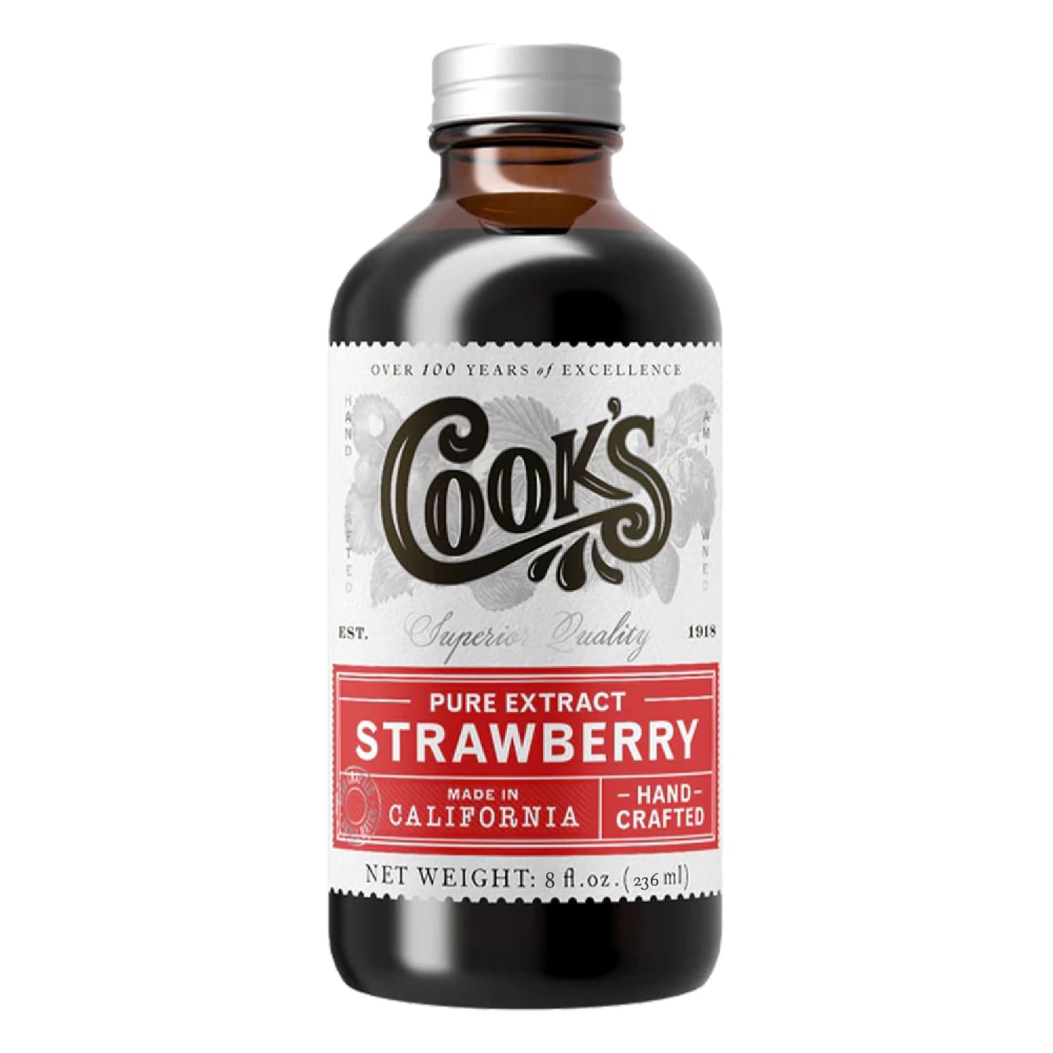 Cook's, Strawberry Extract for Baking, Preserves, Syrup, Cookies, Cakes, 8 oz