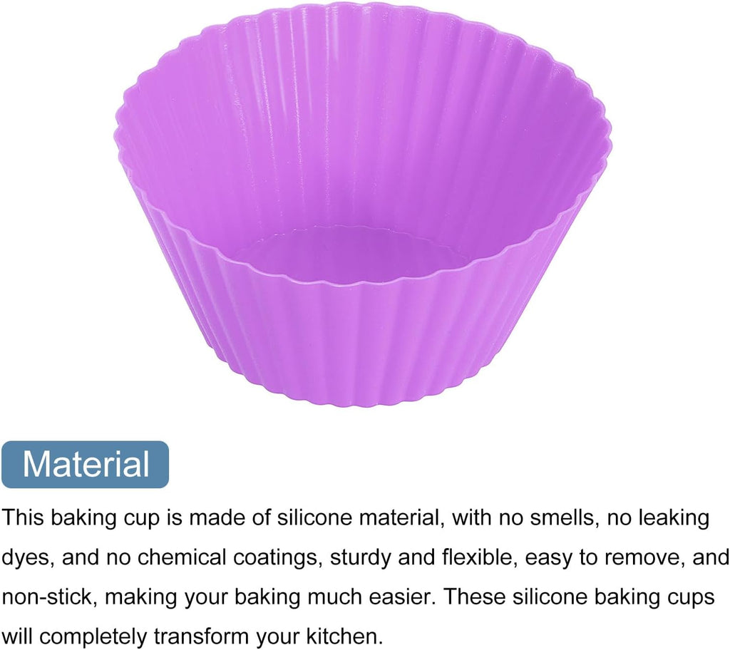 uxcell 42Pcs Silicone Cupcake Liners, Non-Stick Baking Cups, for Cooking Eggs, Baking Muffins and Make a Cake(Purple)