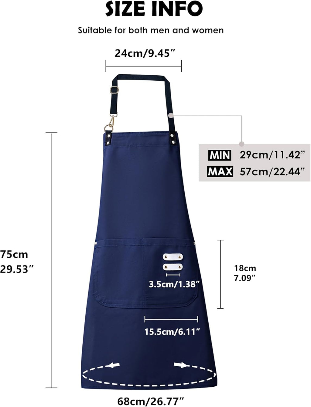 Lisianthus 2 Pack Adjustable Bib Aprons for Women with Pockets, Men's Kitchen Cooking Apron