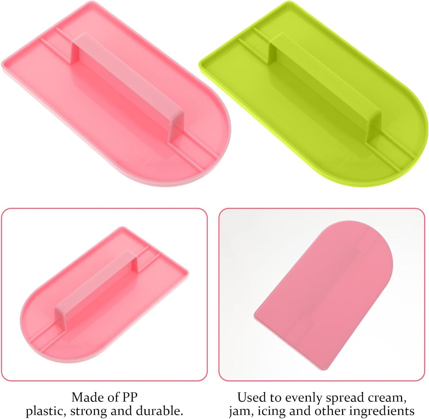 2 PCS Fondant Smoothing Tool, Cake Decoration Icing Smoother, Plastic Fondant Icing Smoother Polisher, Icings Scraper Paddle Tool for Cake Decoration Tools (Pink, Green)