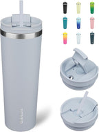 BJPKPK 30oz Stainless Steel Insulated Tumbler With lid And Straw Travel Coffee Thermal Tumblers Cup For Women And Men,Modern Blue