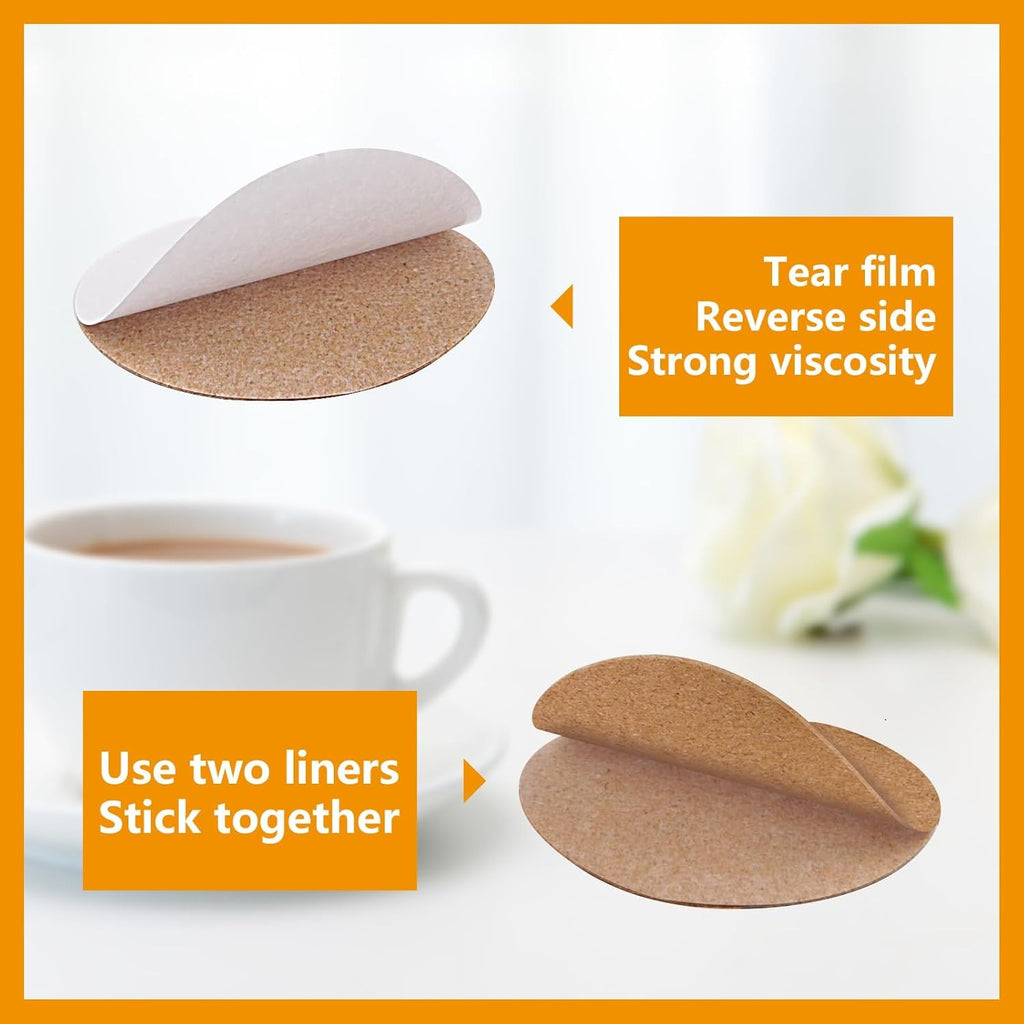 100 PCS self Adhesive Cork for Coasters Bulk,4 inches Coaster Bottoms self Adhesive,Round Coaster Backing with self Adhesive,DIY Crafts Drinks Cork Coasters