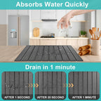 Large Diatomaceous Stone Drying Mat for Kitchen Counter, Quick Dry Collapsible Drying Mat , Absorbent Bath Mat for Kitchen Dishes Cups Bottles Bathroom Any Countertop, 24 In x 16 In, Dark Gray
